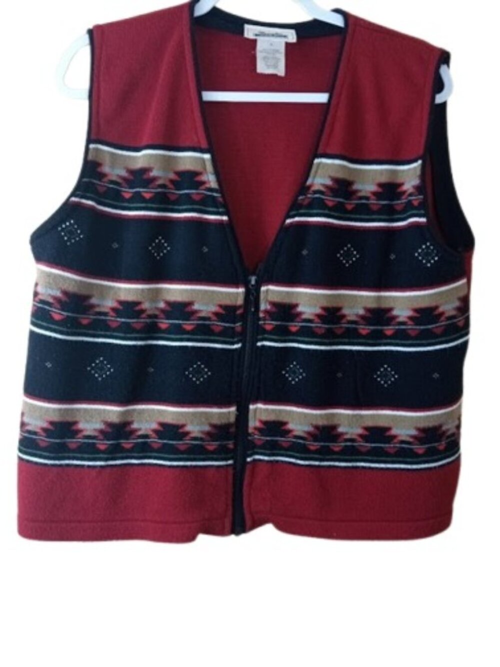 Vintage Wrangler Riata Womens Southwest Aztec Zip Sweater Vest XL
